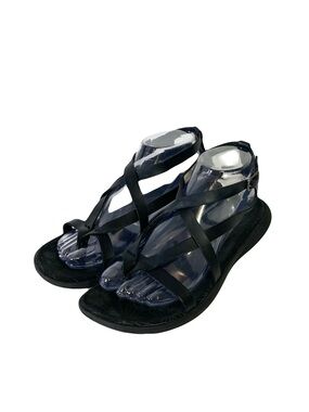 MERRILL Sandals Women 8 Black Strappy Rubber